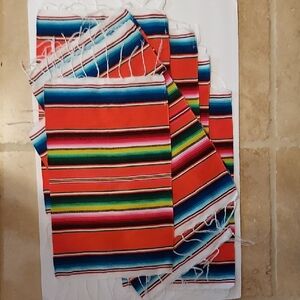Mexican Serape Placemats Napkins Striped Multicolor Cloth placemats napkins